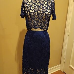 Annabelle Navy Lace Dress with Zipper